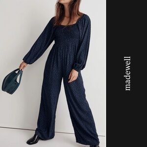 Madewell Lucie Tie-Back Long-Sleeve Jumpsuit in Carmine Floral Blue • 4